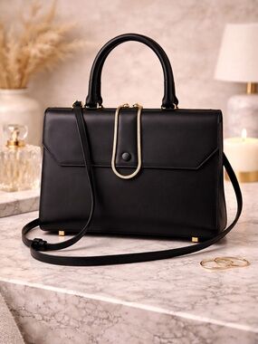 Alexander Wang Black Leather Satchel Tote Bag structured everyday bag